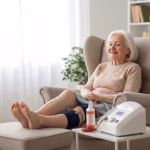 Anwendung des HiToP® PNP – Seniorin auf dem Sofa